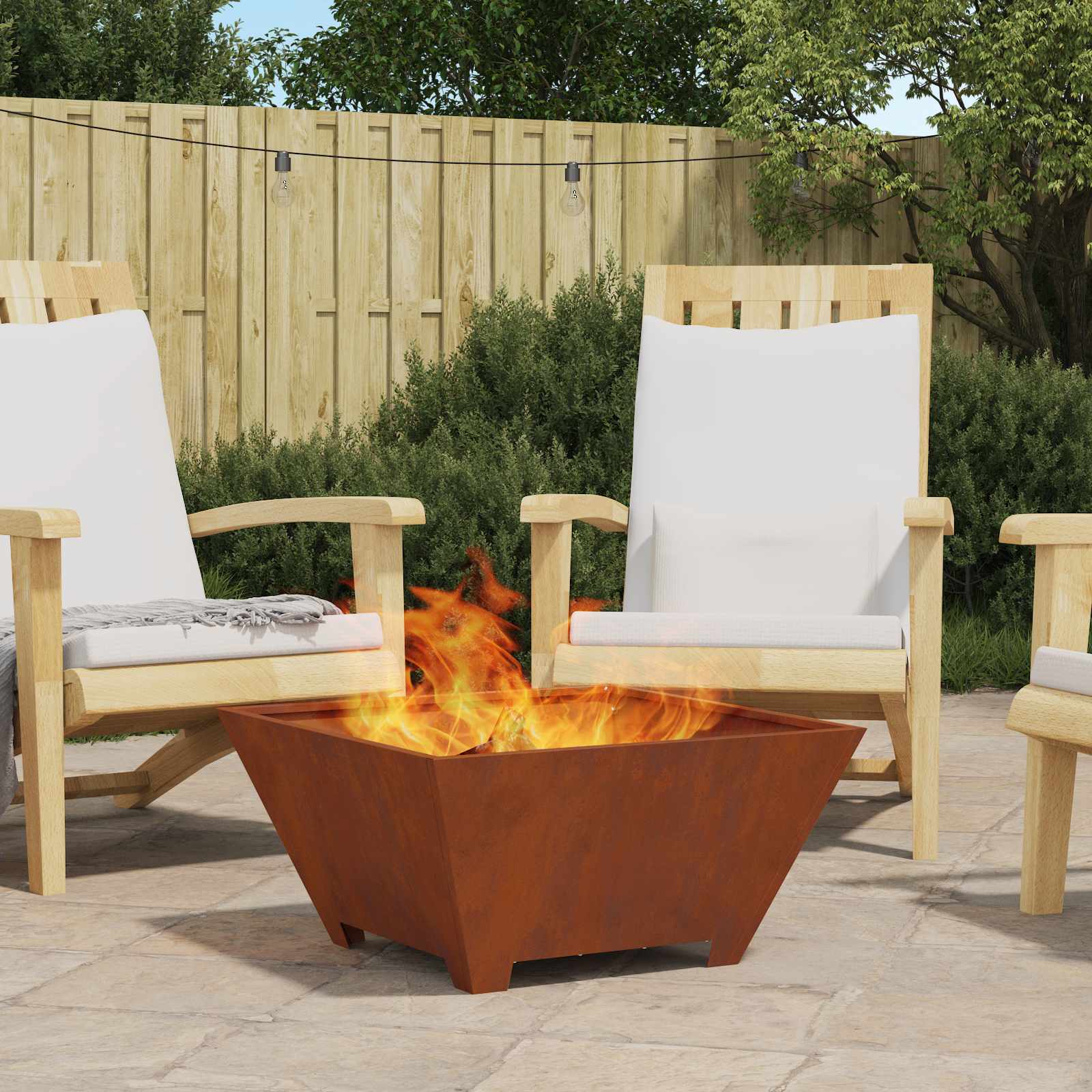 Vidaxl brasero marron 60 x 60 x 30 cm acier résistant aux intempéries