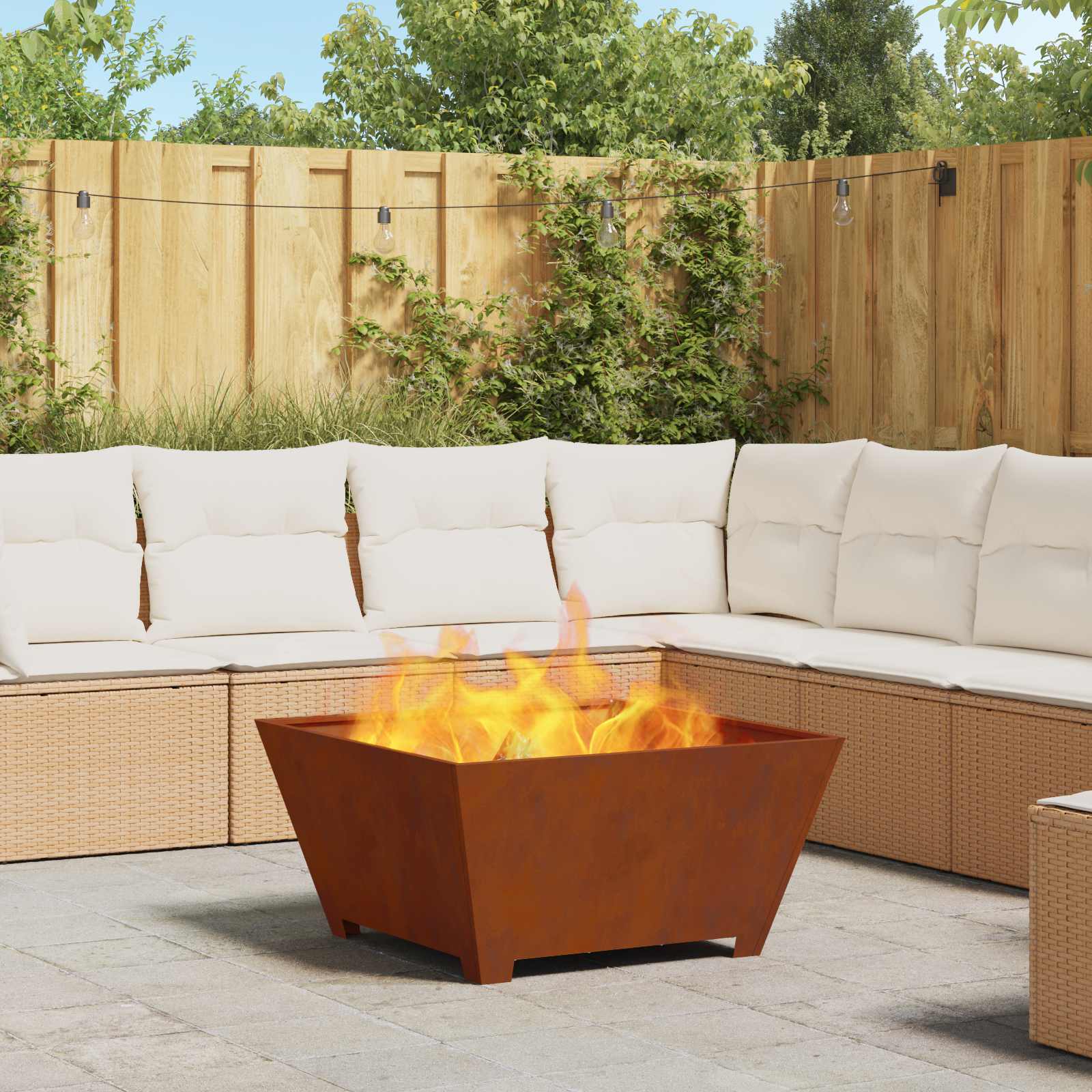 Vidaxl brasero marron 80 x 80 x 40 cm acier corten