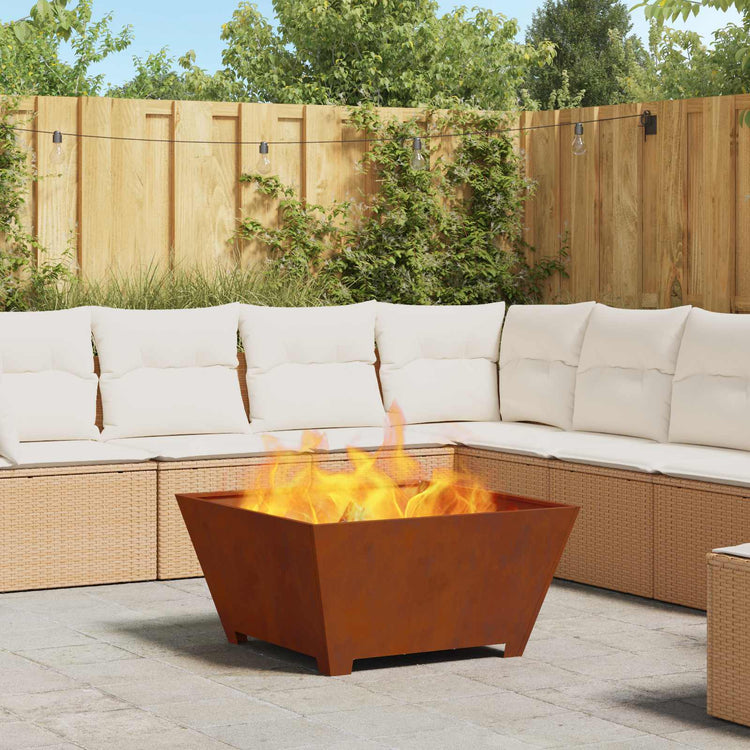 Vidaxl brasero marron 80 x 80 x 40 cm acier corten