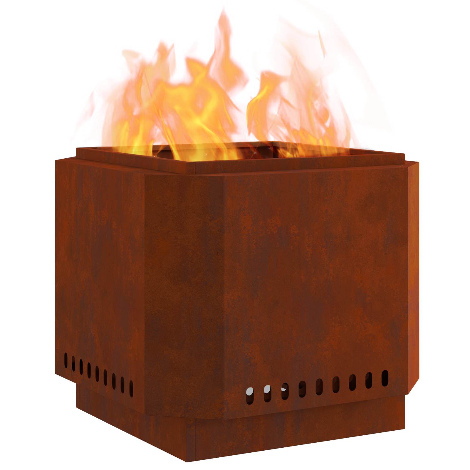 Vidaxl brasero sans fumée marron 58 x 58 x 51 cm acier corten