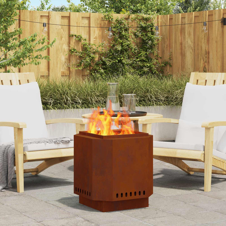Vidaxl brasero sans fumée marron 48 x 48 x 51 cm acier corten