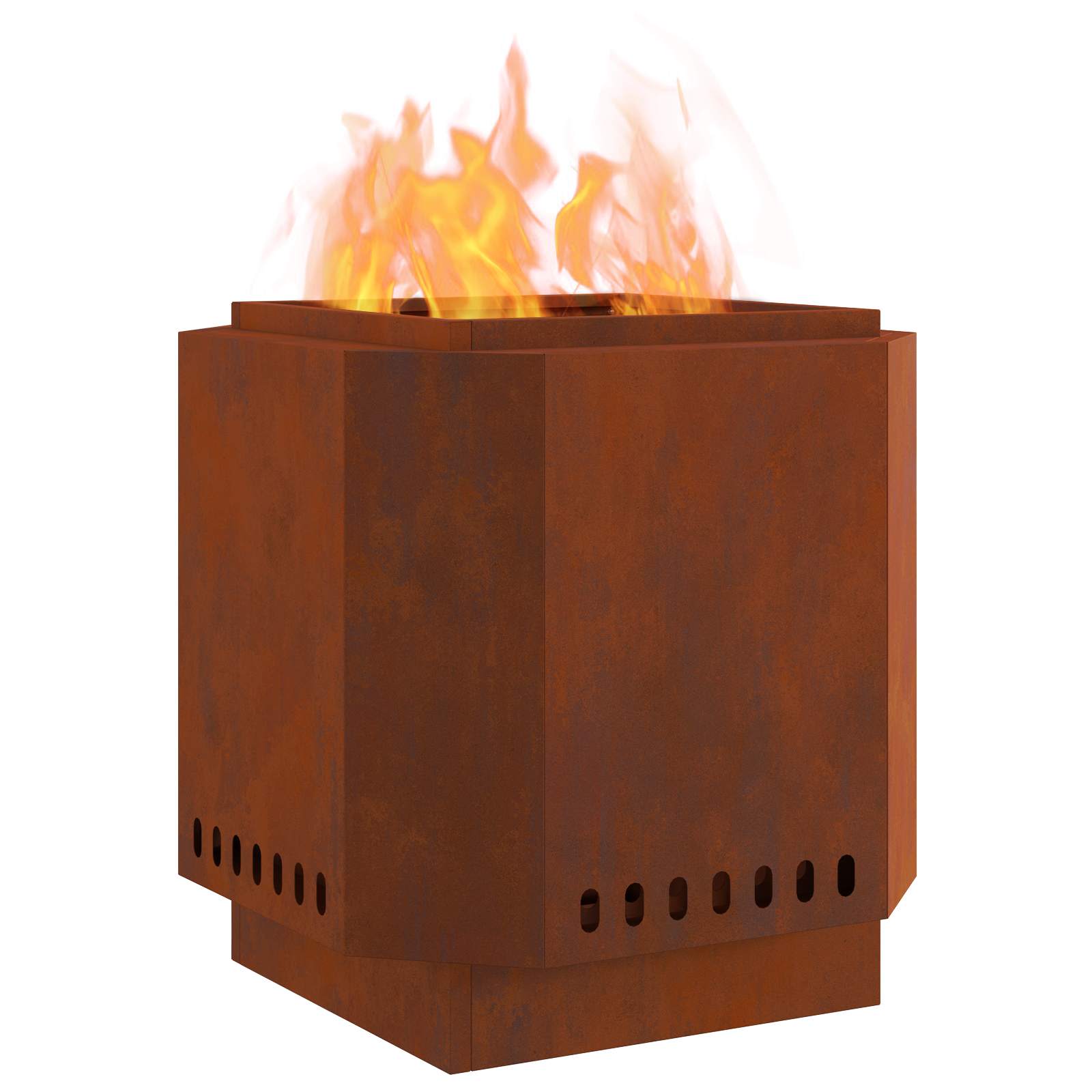 Vidaxl brasero sans fumée marron 48 x 48 x 51 cm acier corten