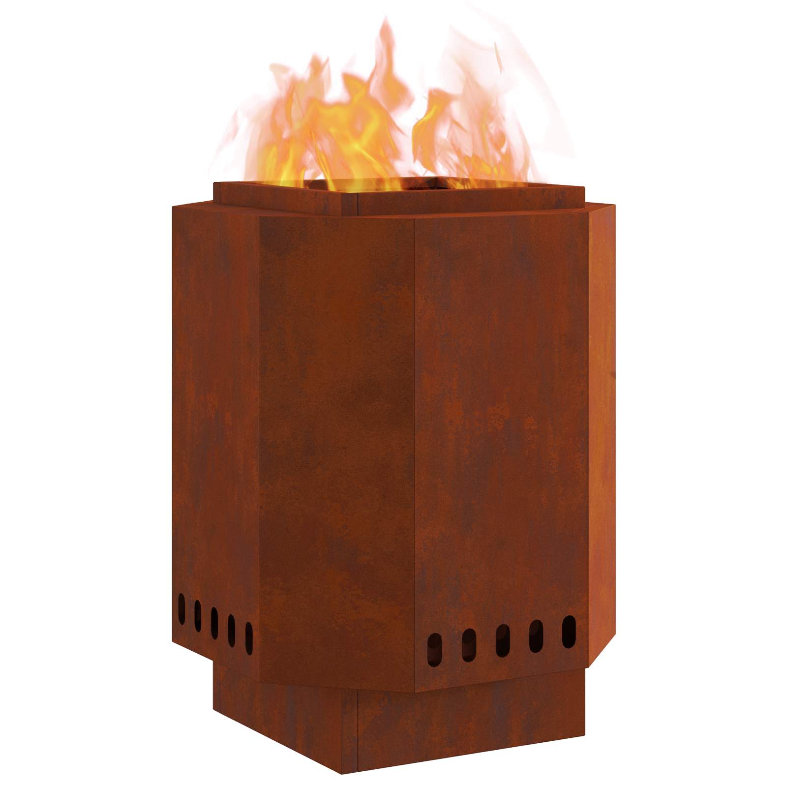 Vidaxl brasero sans fumée marron 38 x 38 x 51 cm acier corten