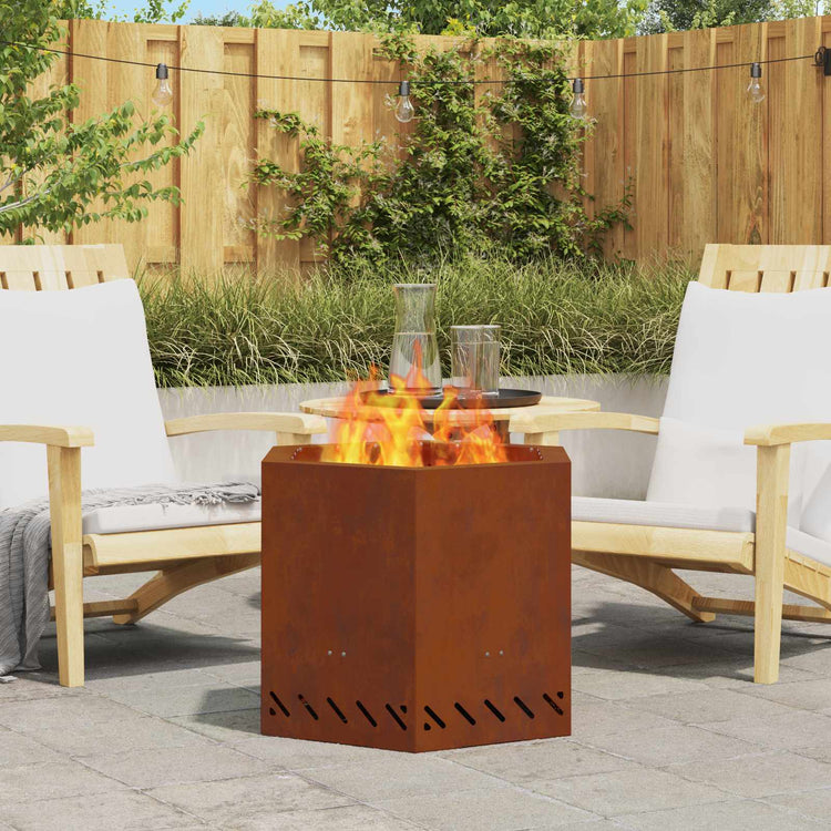Vidaxl brasero sans fumée marron 58 x 58 x 51 cm acier corten