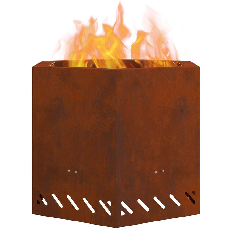Vidaxl brasero sans fumée marron 58 x 58 x 51 cm acier corten