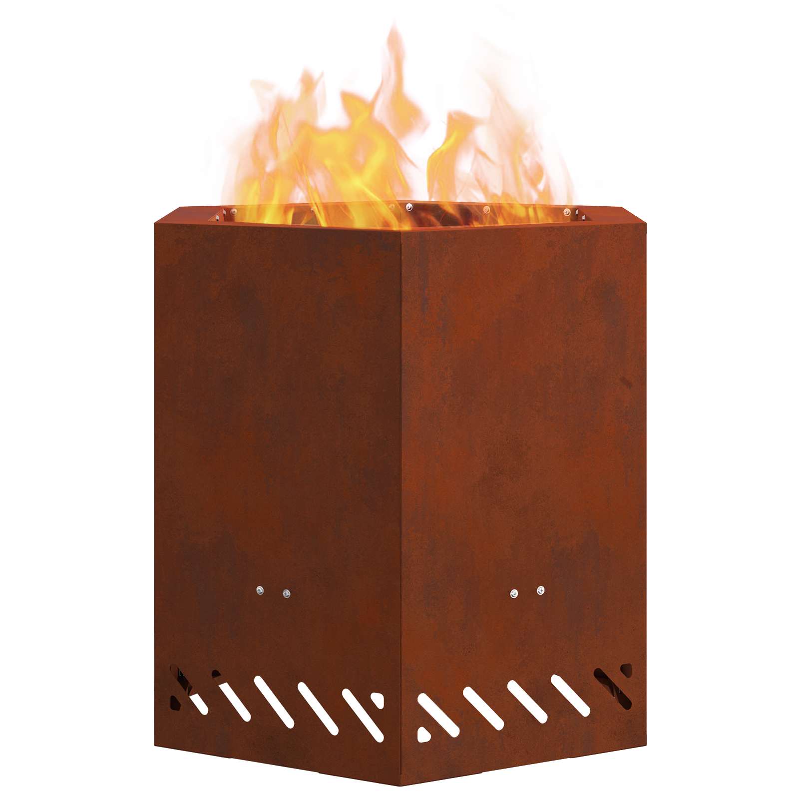 Vidaxl brasero sans fumée marron 48 x 48 x 51 cm acier corten