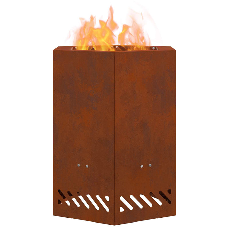 Vidaxl brasero sans fumée marron 38 x 38 x 51 cm acier corten