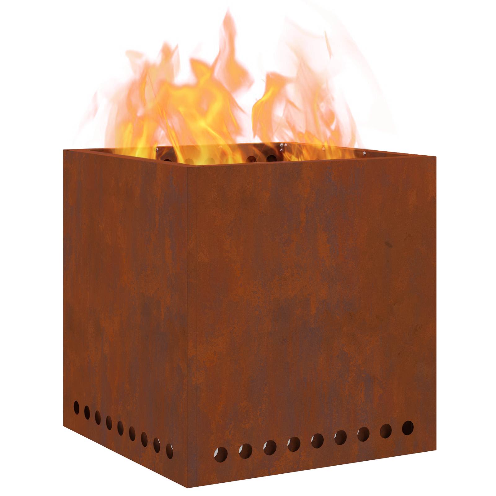 Vidaxl brasero sans fumée marron 48 x 48 x 50 cm acier corten