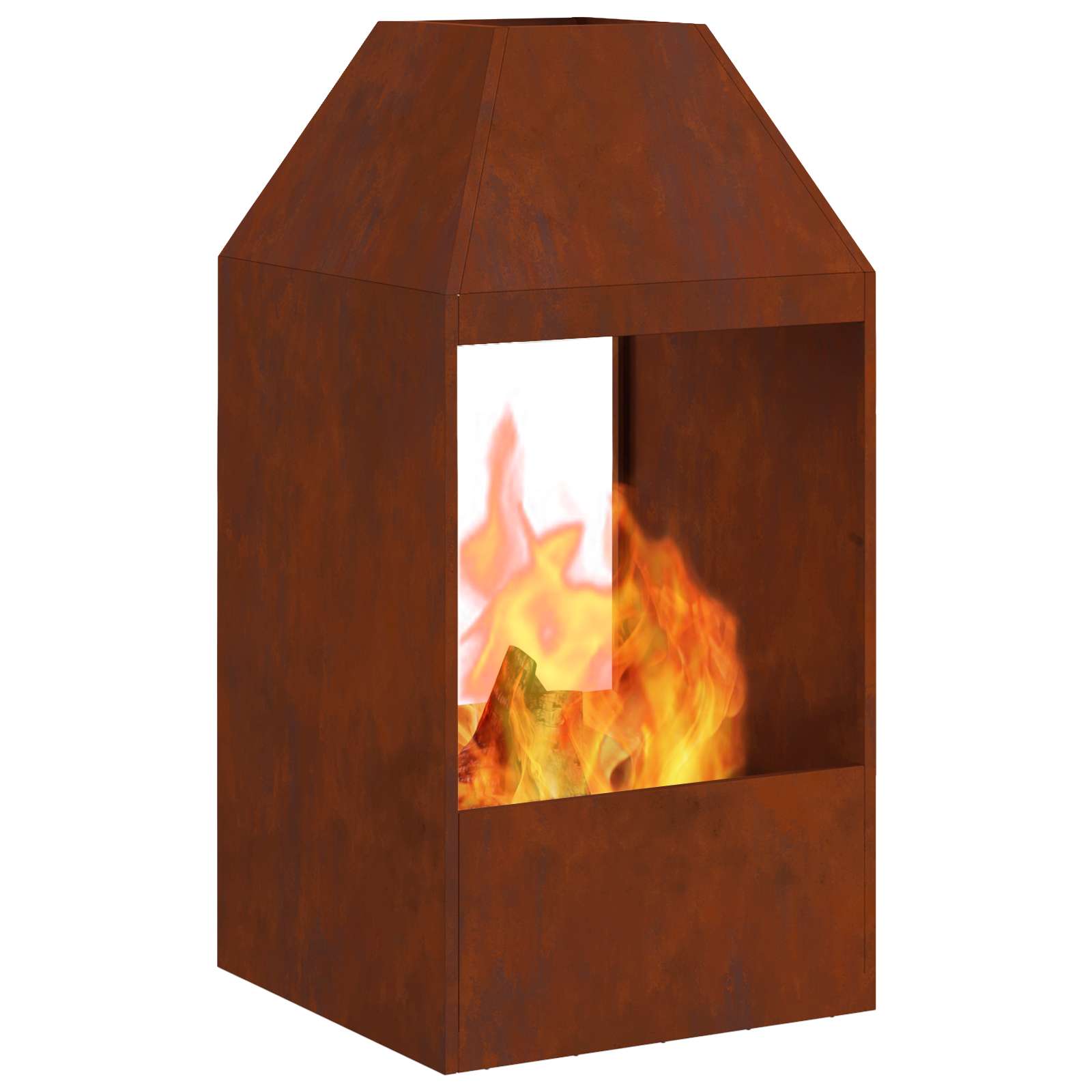 Vidaxl brasero marron 50 x 50 x 100 cm acier corten