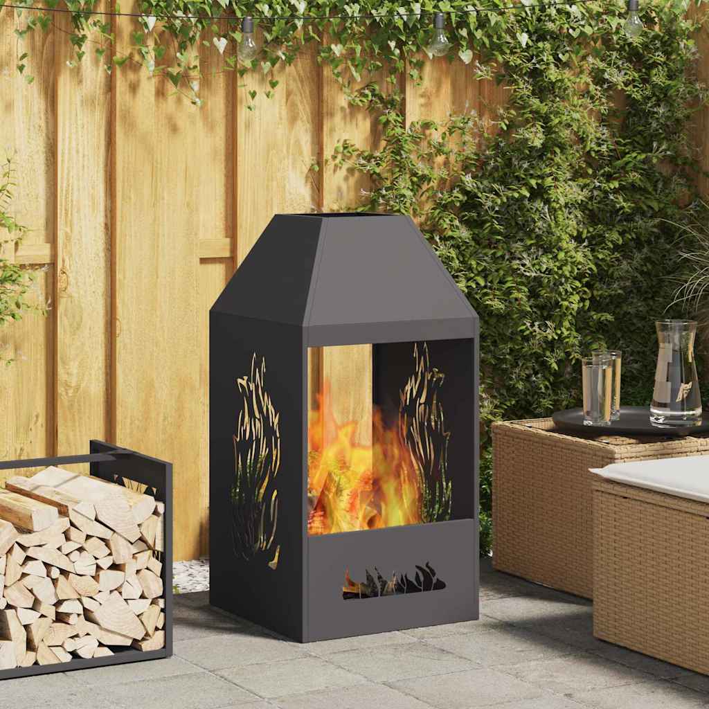 Vidaxl brasero noir 50 x 50 x 100 cm acier