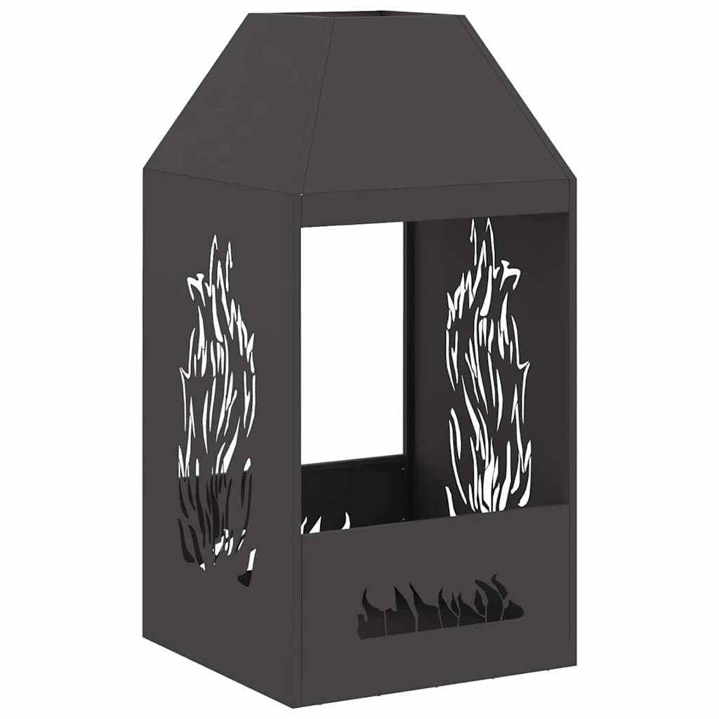 Vidaxl brasero noir 50 x 50 x 100 cm acier