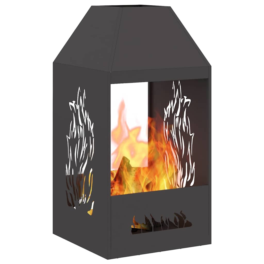 Vidaxl brasero noir 50 x 50 x 100 cm acier