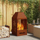 Vidaxl brasero marron 50 x 50 x 100 cm acier résistant aux intempéries