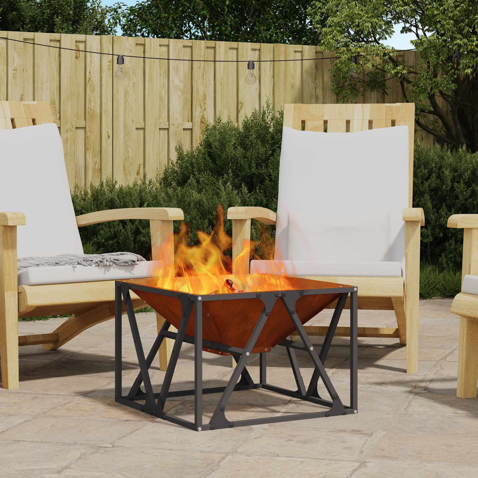 Vidaxl brasero marron 50 x 50 x 35 cm acier corten