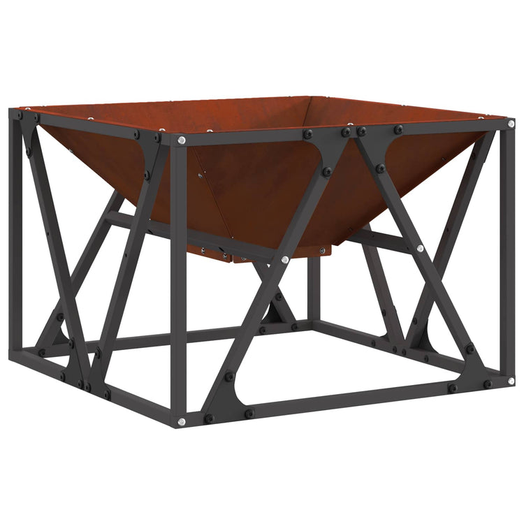 Vidaxl brasero marron 50 x 50 x 35 cm acier corten