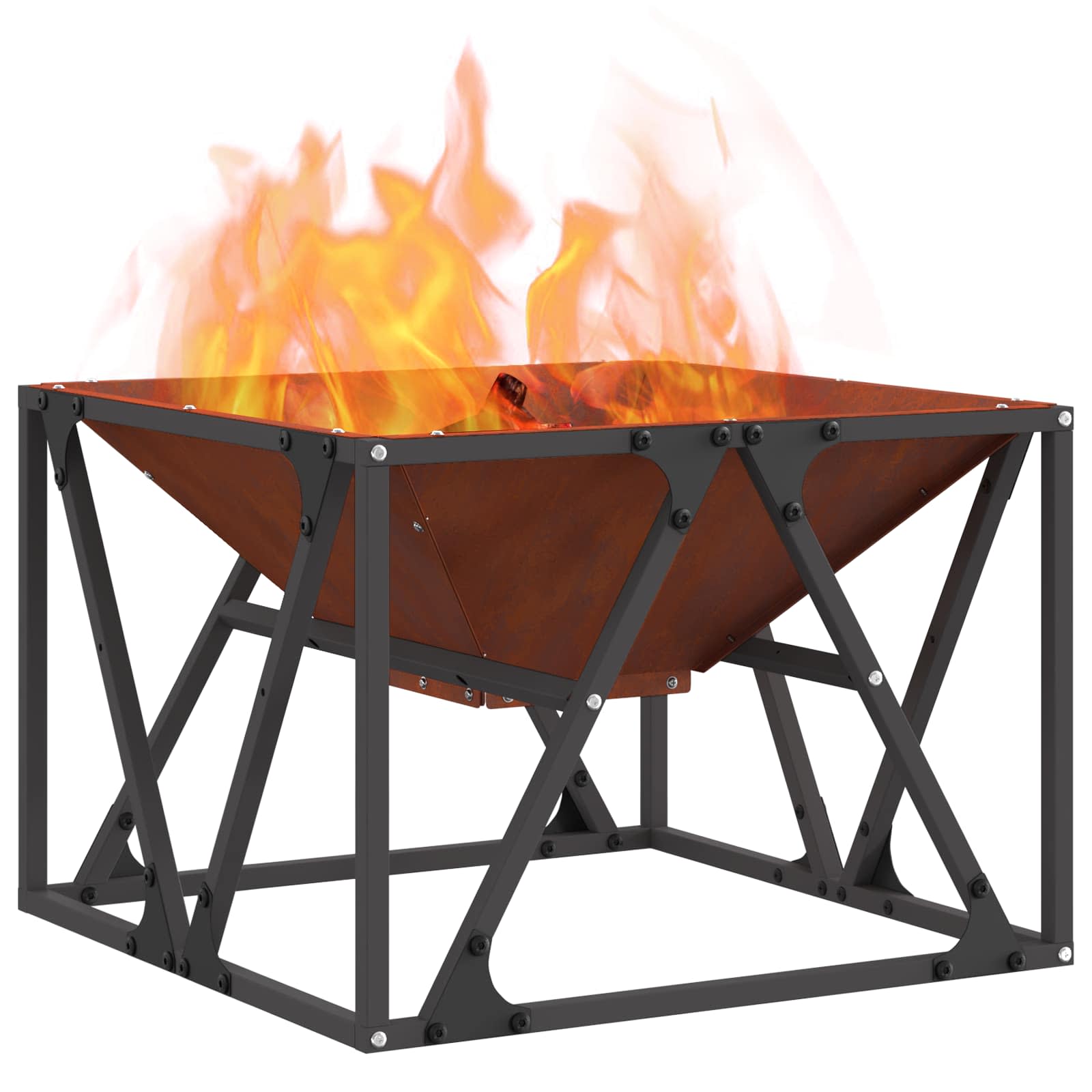 Vidaxl brasero marron 50 x 50 x 35 cm acier corten
