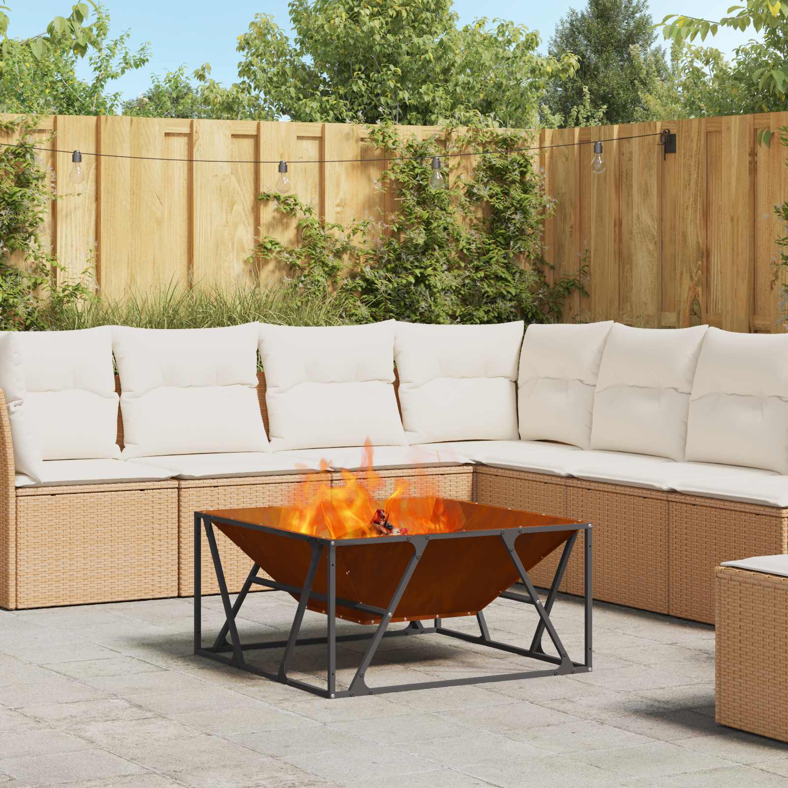 Vidaxl brasero marron 80 x 80 x 40 cm acier corten