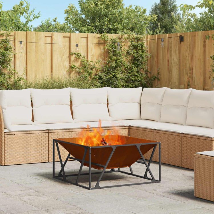 Vidaxl brasero marron 80 x 80 x 40 cm acier corten