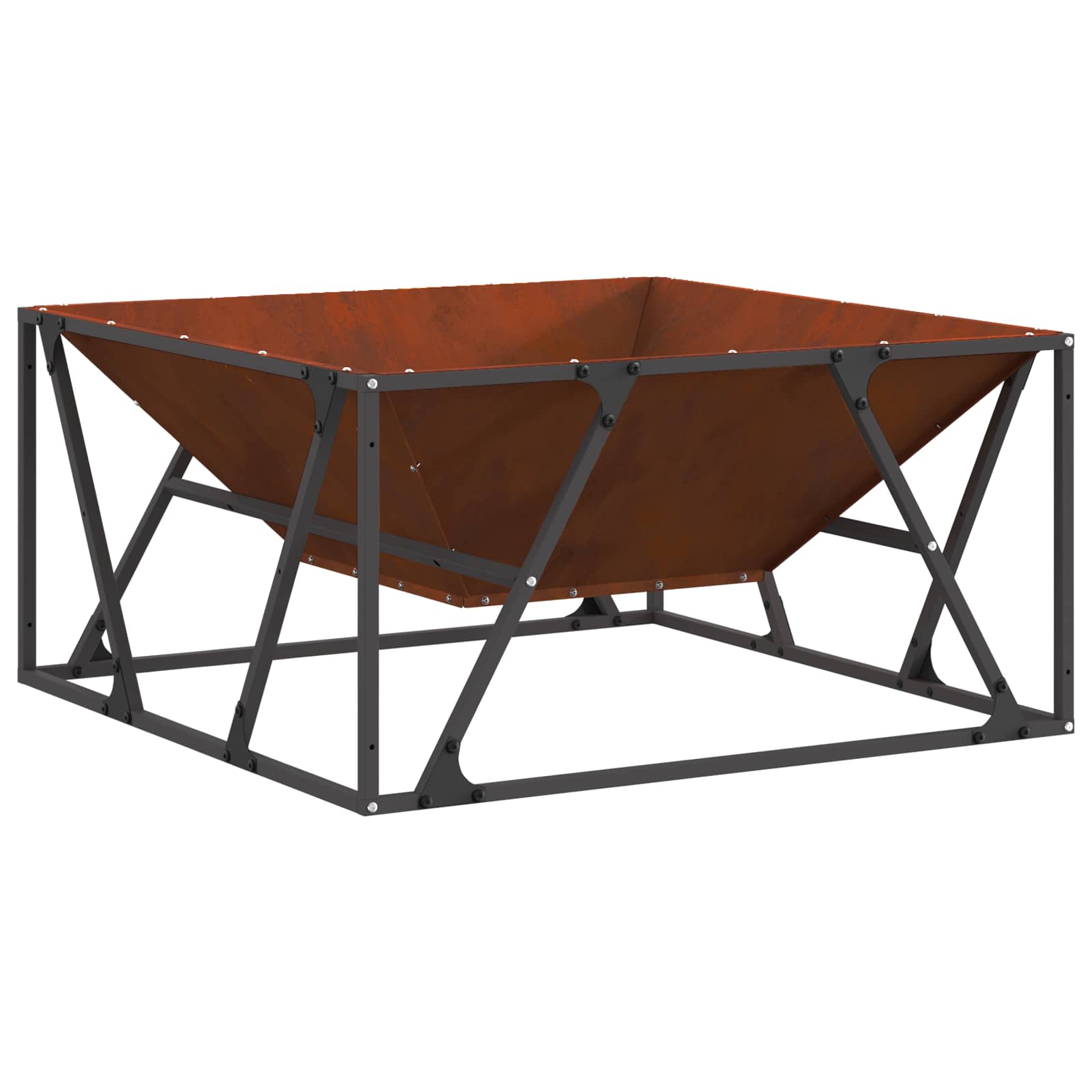Vidaxl brasero marron 80 x 80 x 40 cm acier corten