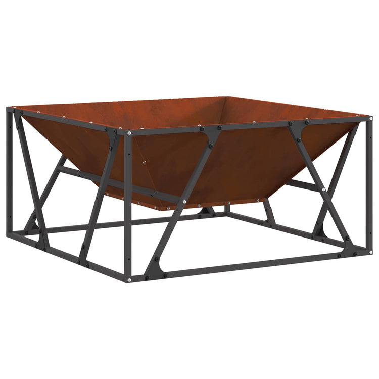 Vidaxl brasero marron 80 x 80 x 40 cm acier corten