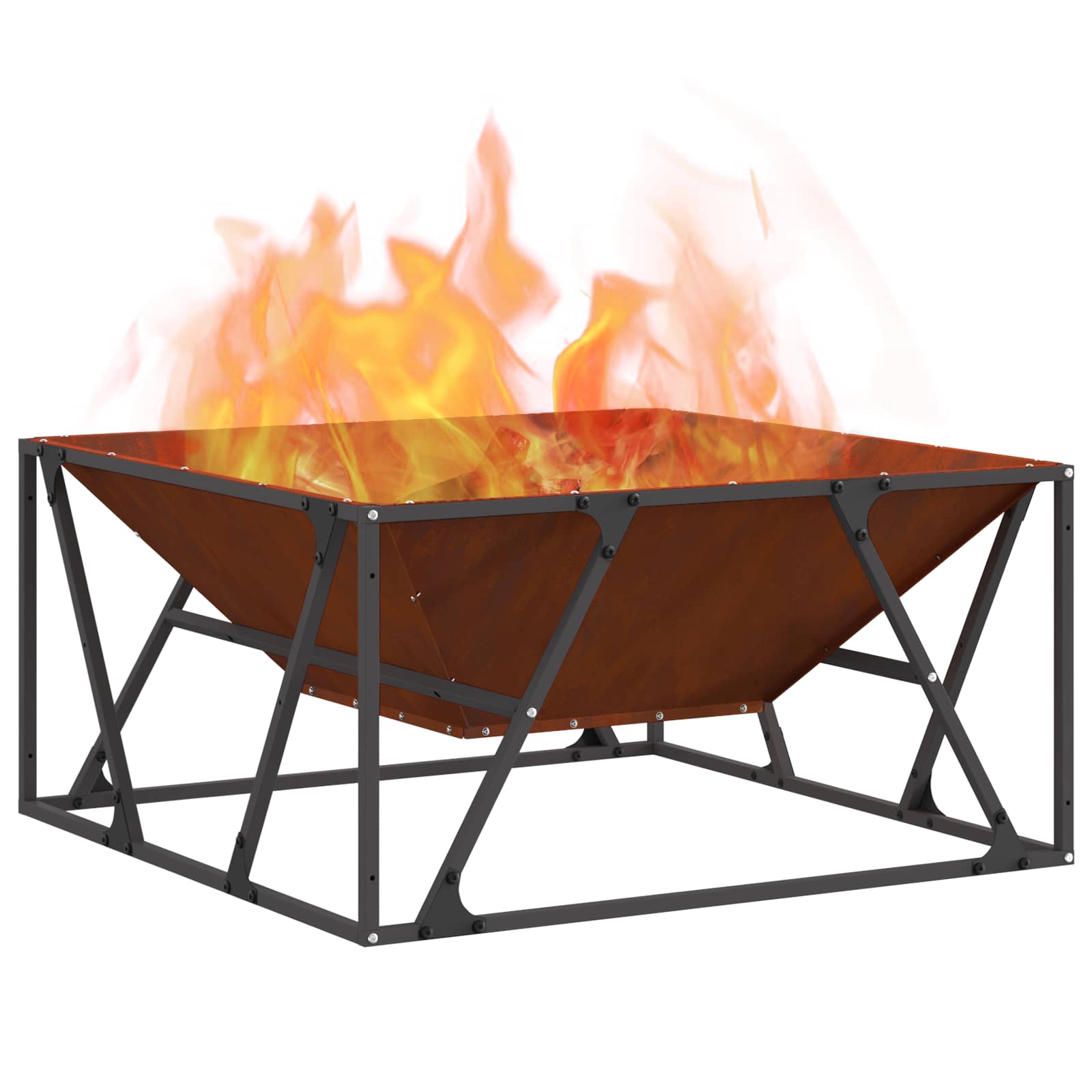 Vidaxl brasero marron 80 x 80 x 40 cm acier corten