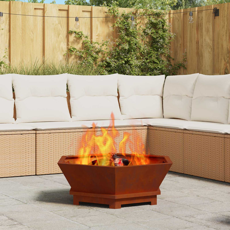 Vidaxl brasero marron 75 x 75 x 28 cm acier corten