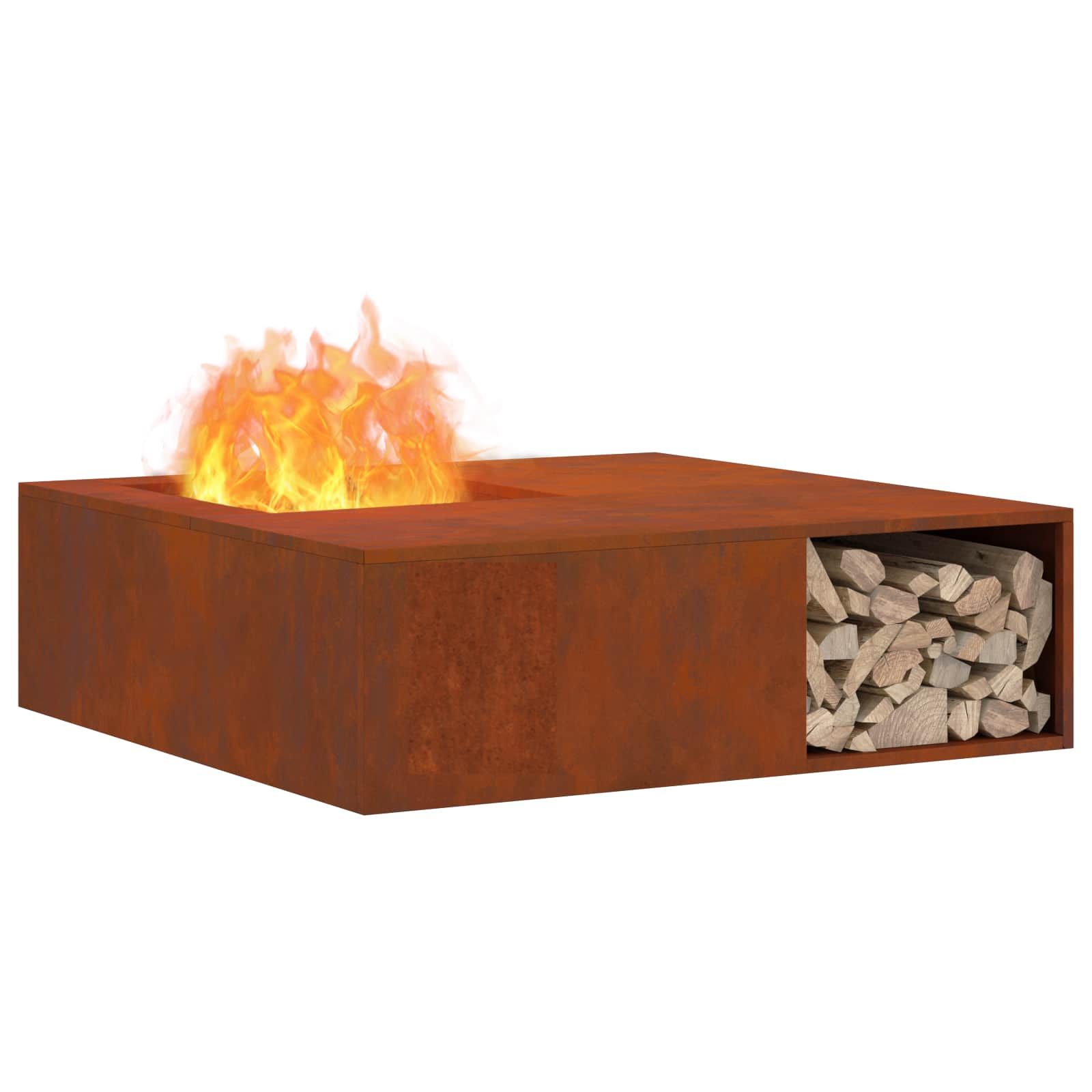 Vidaxl brasero marron 100 x 100 x 30 cm acier corten