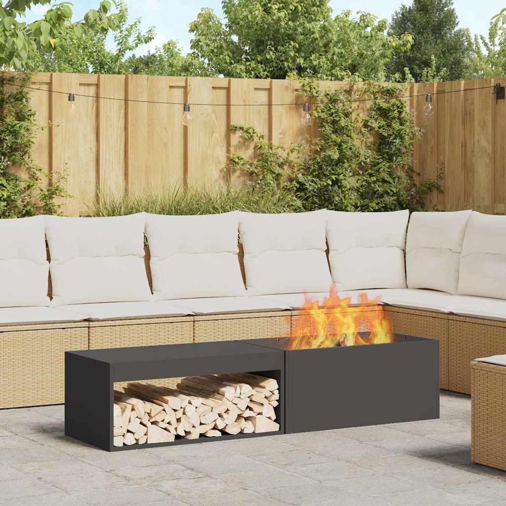 Vidaxl brasero noir 160 x 45 x 35 cm acier