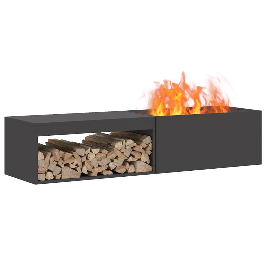 Vidaxl brasero noir 160 x 45 x 35 cm acier