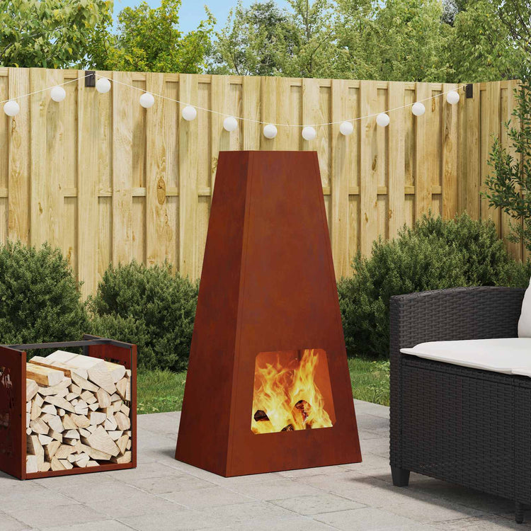 Vidaxl brasero marron 50 x 35 x 100 cm acier corten