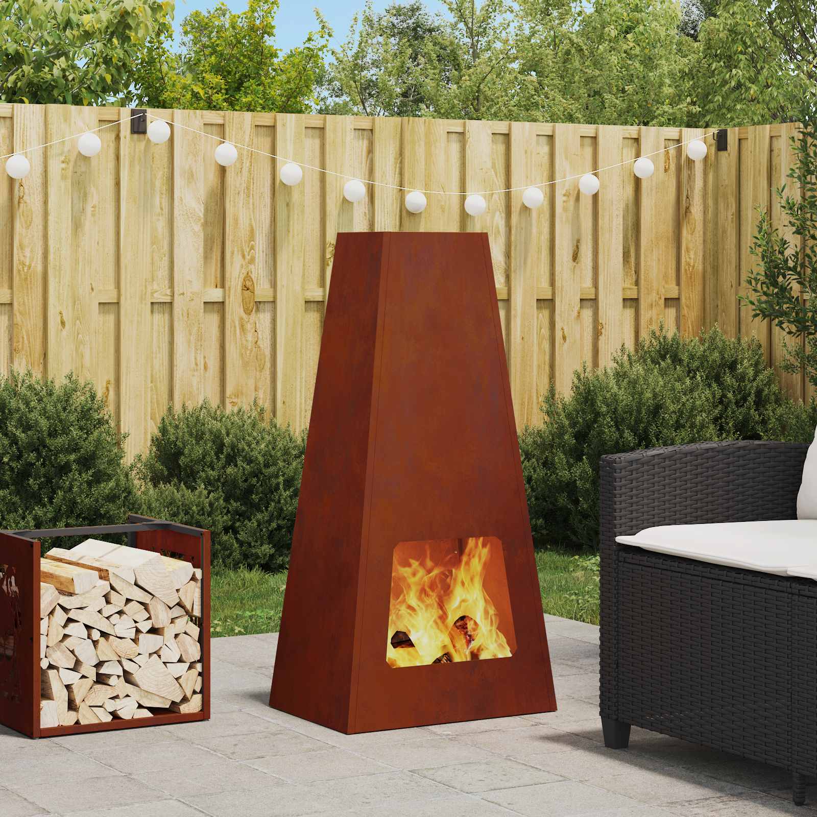 Vidaxl brasero marron 50 x 35 x 100 cm acier corten