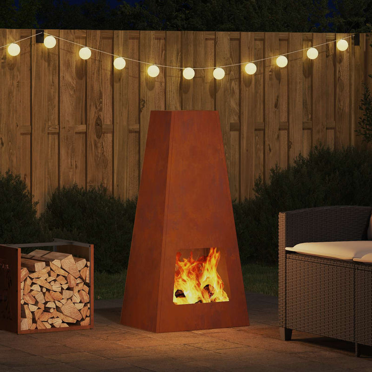 Vidaxl brasero marron 50 x 35 x 100 cm acier corten