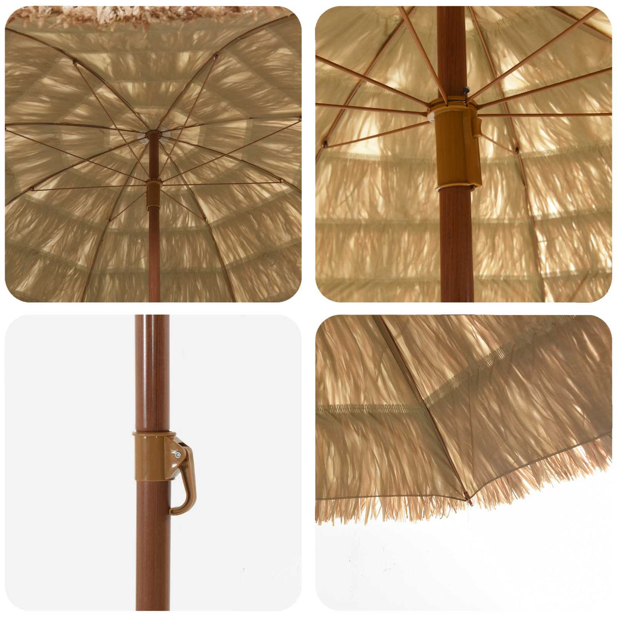 Vidaxx parasol de plage naturel 255 x 255 x 255 cm polyester et acier
