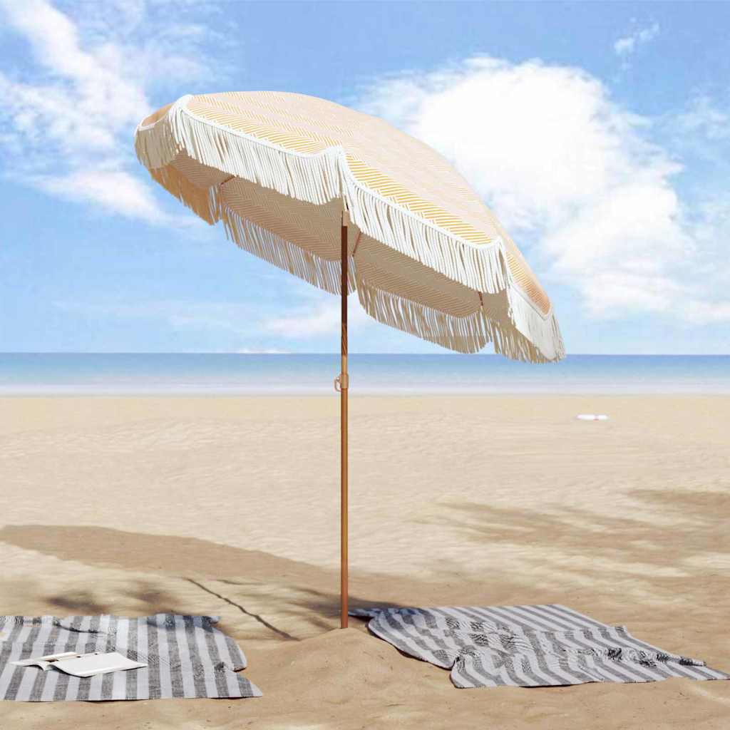 VidaXL parasol de plage jaune et blanc 160 x 160 x 196 cm polyester et acier