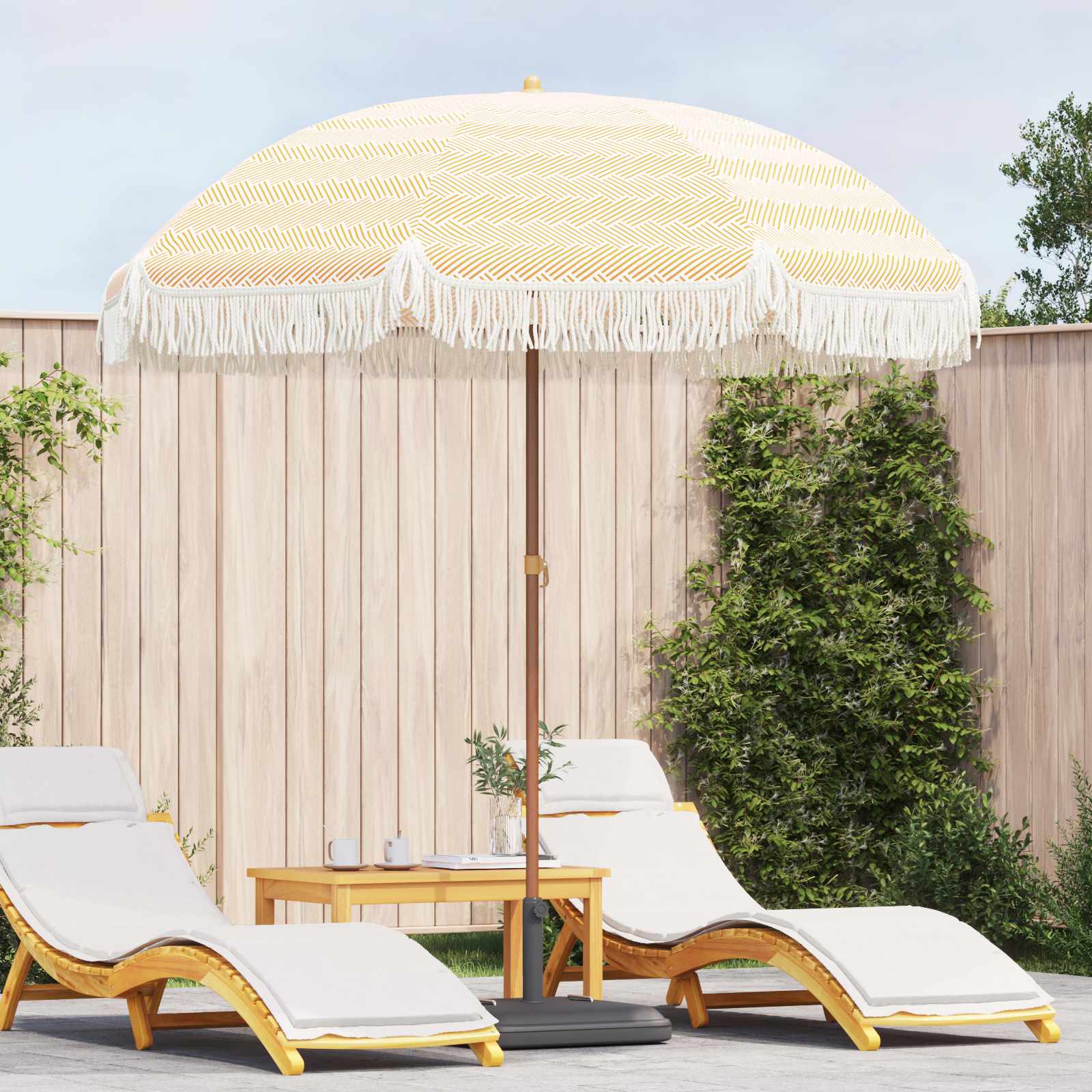 Vidaxxl parasol de plage jaune et blanc 205 x 205 x 210 cm polyester et acier