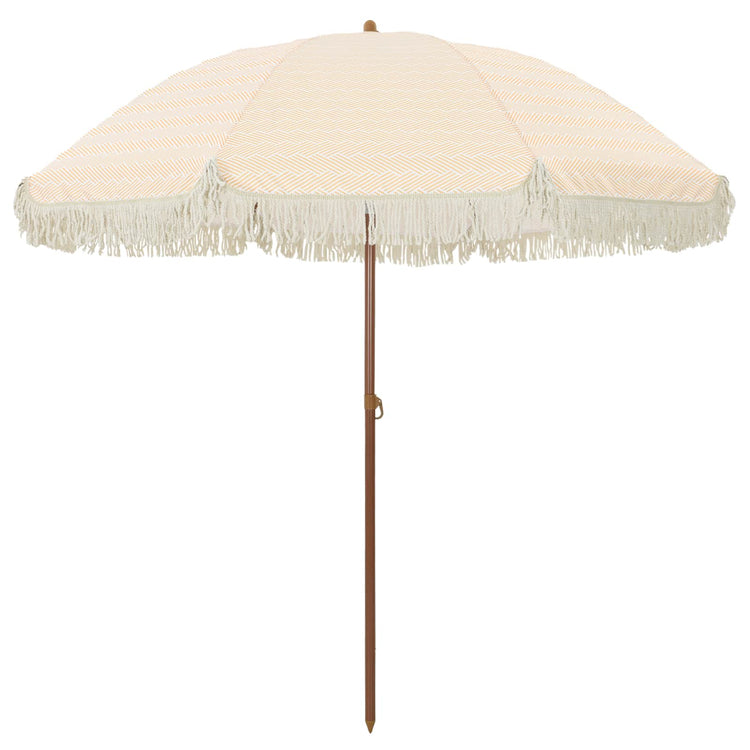 Vidaxxl parasol de plage jaune et blanc 205 x 205 x 210 cm polyester et acier