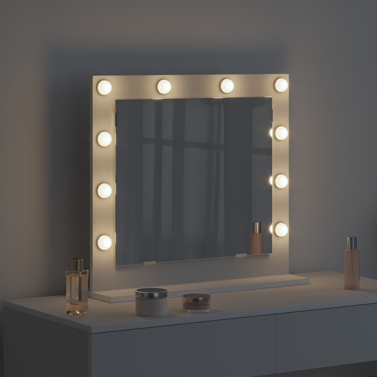 Vidaxx miroir de maquillage blanc 60 x 55 x 18 cm verre et bois avec plastique