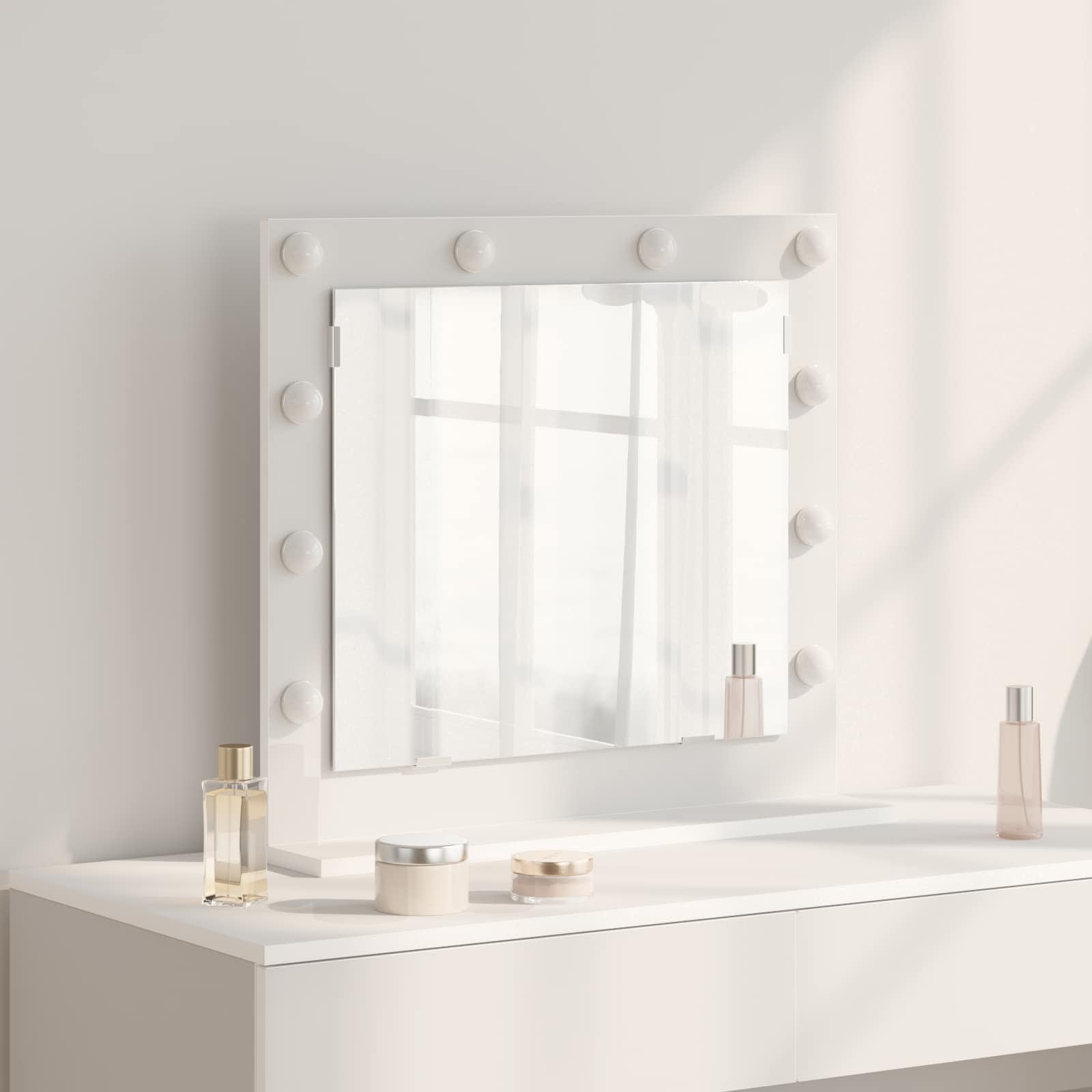 Vidaxx miroir de maquillage blanc 60 x 55 x 18 cm verre et bois avec plastique