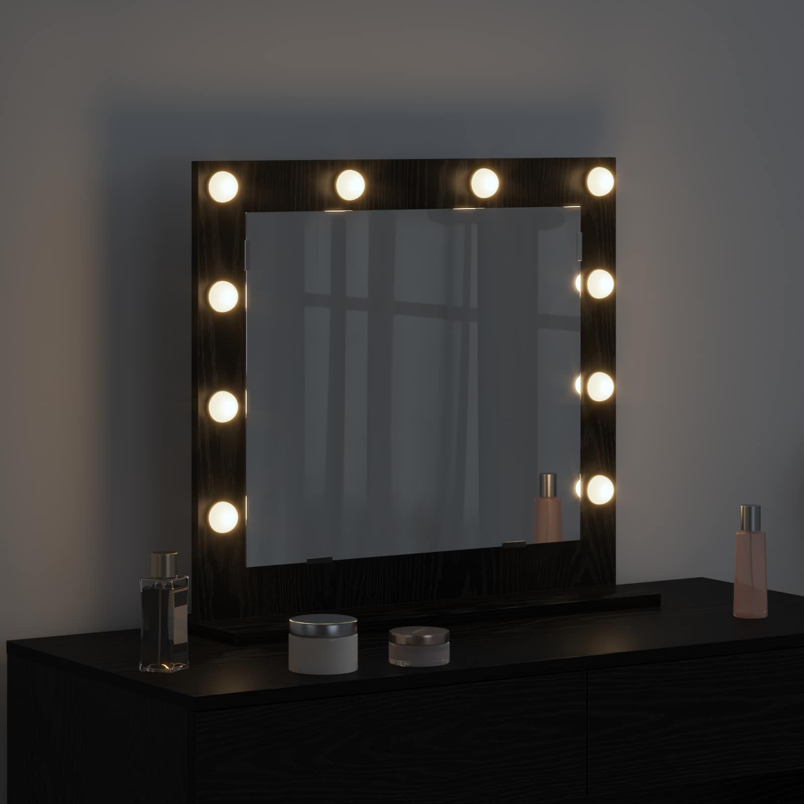 Vidaxx miroir de maquillage rectangulaire chêne noir 60 x 55 x 18 cm