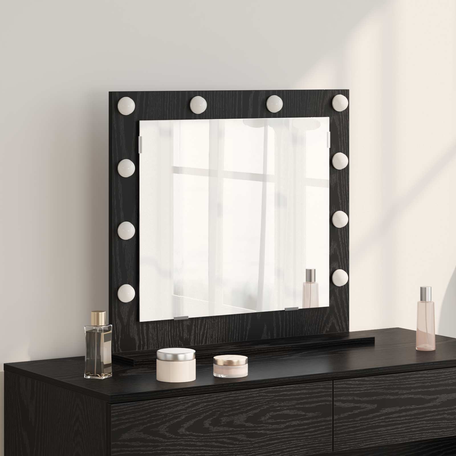 Vidaxx miroir de maquillage rectangulaire chêne noir 60 x 55 x 18 cm