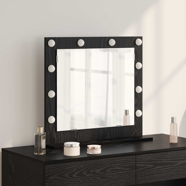 Vidaxx miroir de maquillage rectangulaire chêne noir 60 x 55 x 18 cm