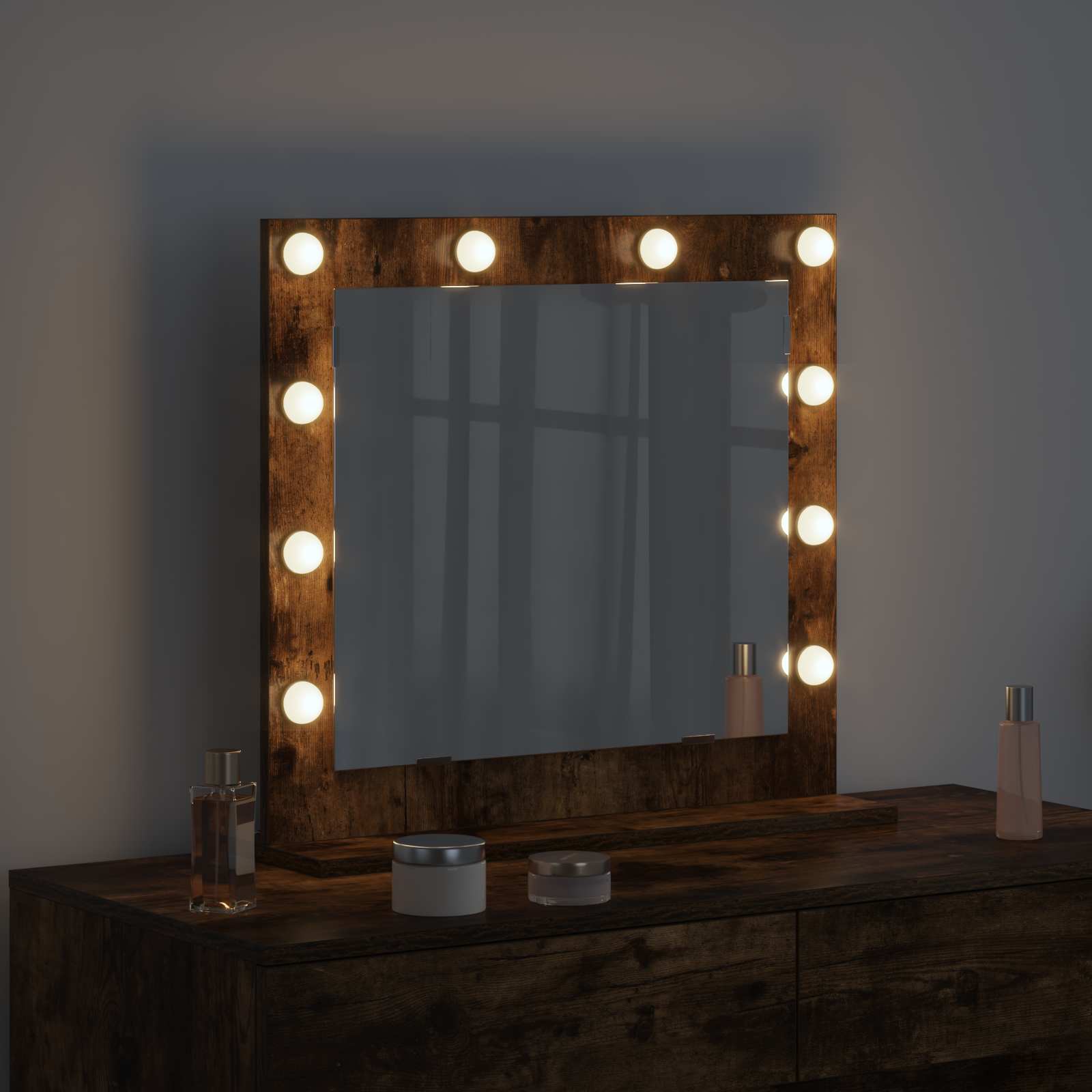 Vidaxx miroir de maquillage rectangulaire chêne fumé 60 x 55 x 18 cm