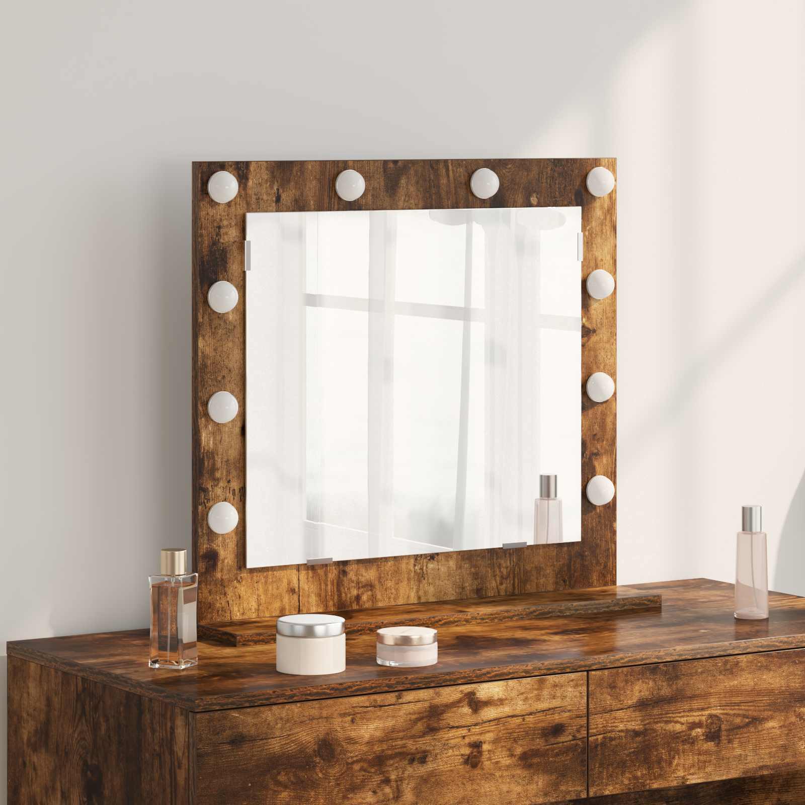 Vidaxx miroir de maquillage rectangulaire chêne fumé 60 x 55 x 18 cm