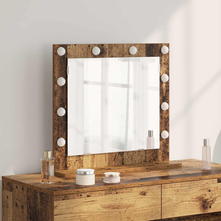 Vidaxx miroir de maquillage rectangulaire avec miroir vieux bois 60 x 55 x 18 cm