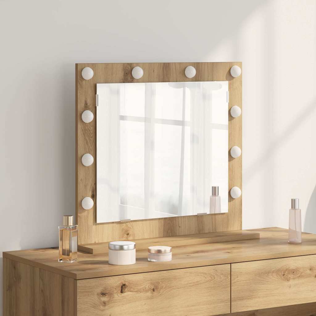 Vidaxx miroir de maquillage rectangulaire chêne artisanal 60 x 55 x 18 cm