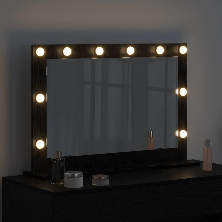 Vidaxx miroir de maquillage rectangulaire chêne noir 80 x 15 x 18 cm