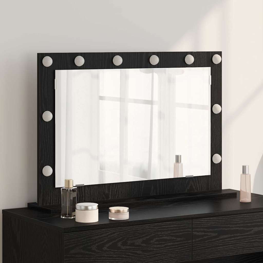 Vidaxx miroir de maquillage rectangulaire chêne noir 80 x 15 x 18 cm