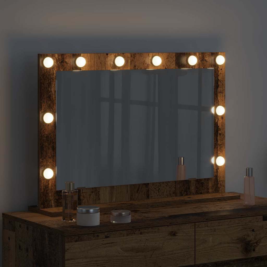 Vidaxx miroir de maquillage rectangulaire avec miroir vieux bois 80 x 55 x 18 cm