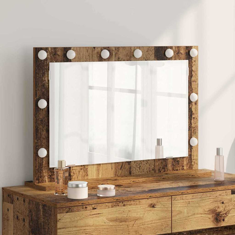 Vidaxx miroir de maquillage rectangulaire avec miroir vieux bois 80 x 55 x 18 cm