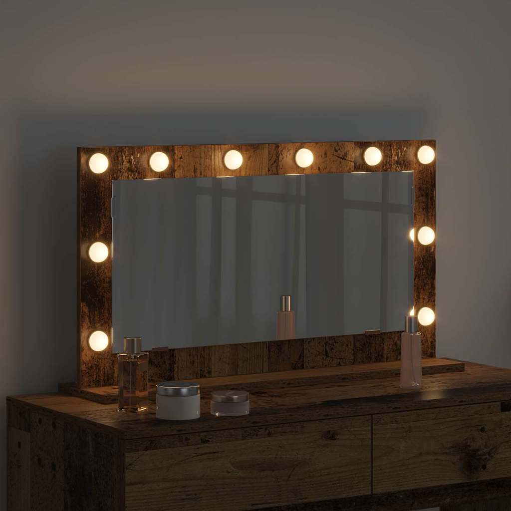 Vidaxx miroir de maquillage rectangulaire avec miroir vieux bois 80 x 45 x 18 cm